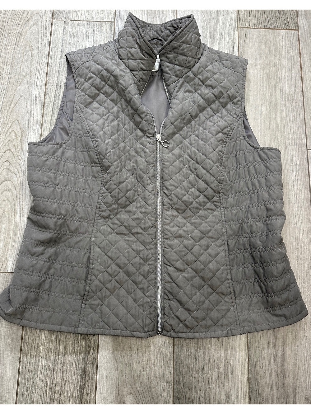 Christopher & Banks Women's Quilted Sleeveless Vest, XL, Gray